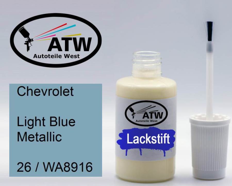 Chevrolet, Light Blue Metallic, 26 / WA8916: 20ml Lackstift, von ATW Autoteile West.